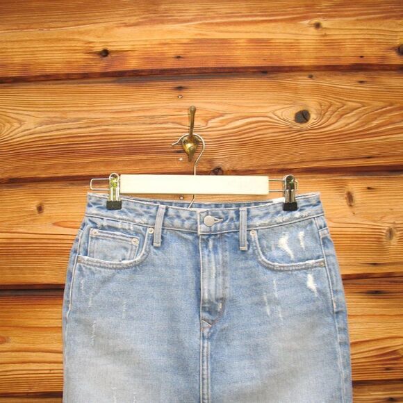 High Waist Shredded Denim Jean Mini Skirt 25 - Picture 4 of 9